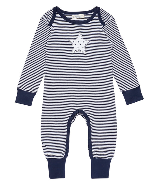 Baby Strampler langarm geringelt wayan navy