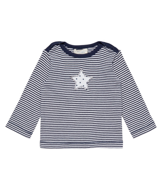 Baby Shirt langarm classic Ringel luna navy